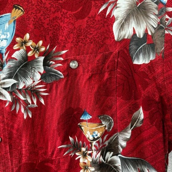 Windham Pointe Mens Hawaiian Tropical Shirt Short Sleeve Red SZ L - Picture 13 of 16